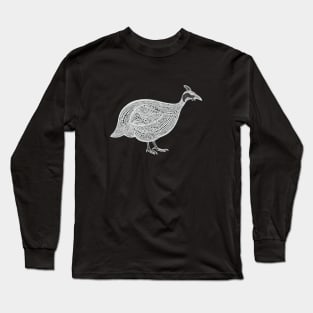 Guinea Fowl Ink Art - on dark colors Long Sleeve T-Shirt